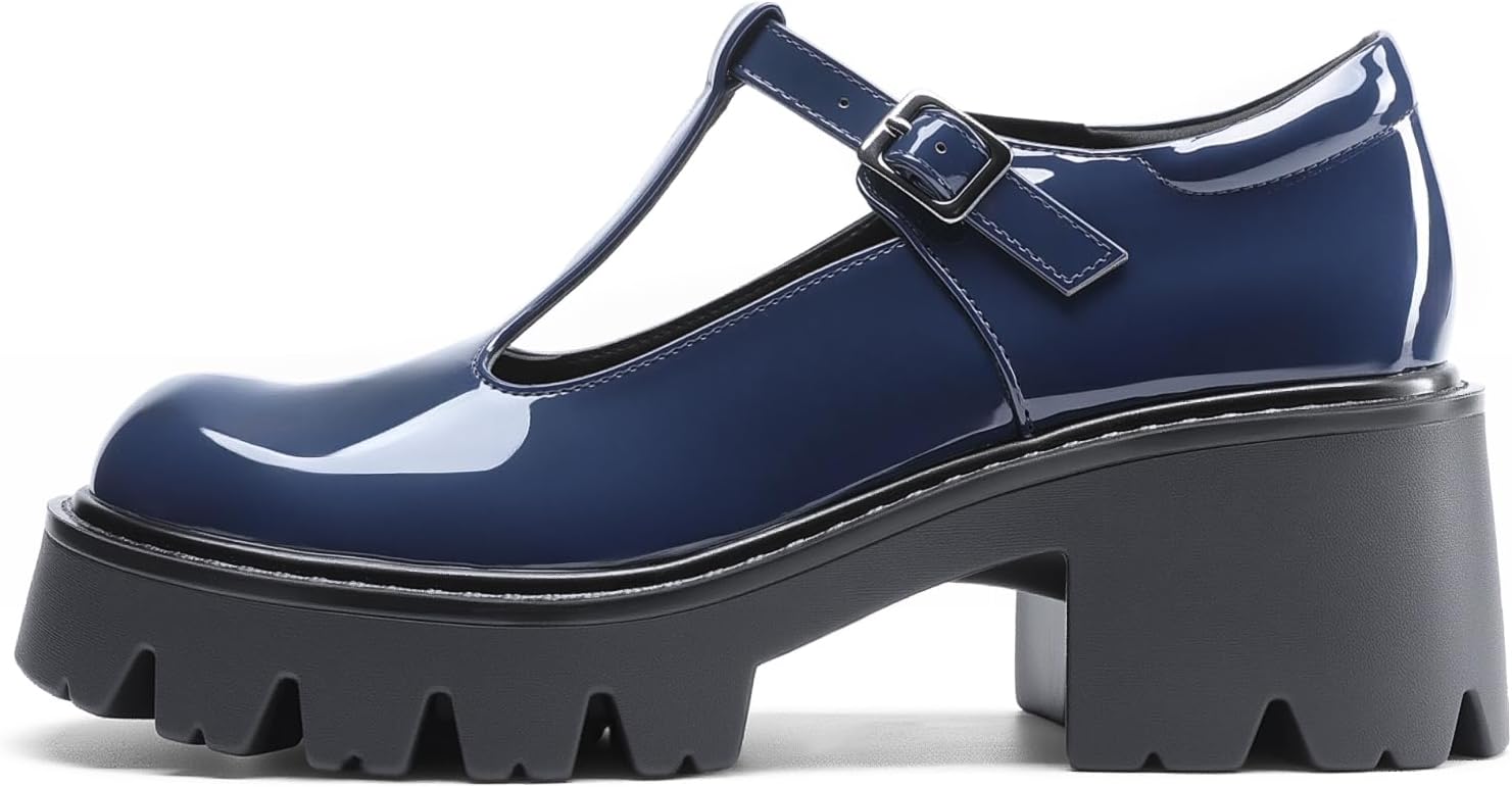 DREAM PAIRS Women's T-Strap Mary Jane Shoes Low Platform Chunky Block Heels Closed Toe Work Pumps Comfortable Round Toe Dress Wedding Party Shoes - Image 3