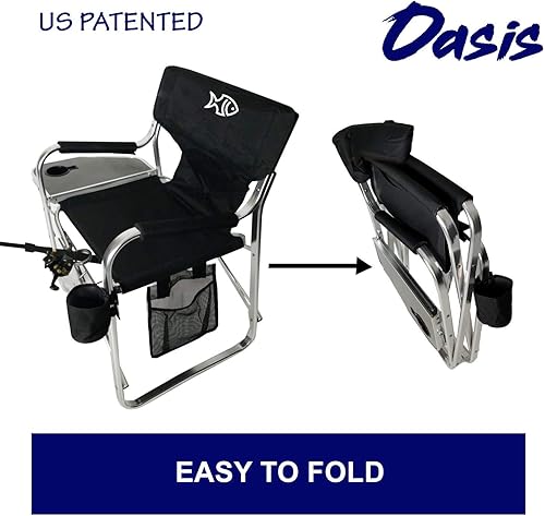 Miniatura 4 de Oasis Premium Director - Silla de pesca con soporte para caña, silla plegable de aluminio