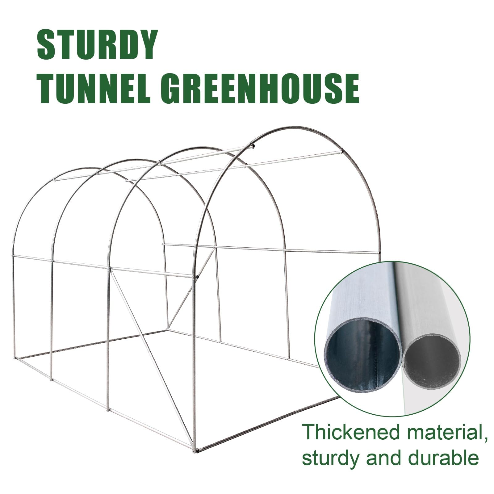 BIRCHTREE Invernadero de 3 m de largo x 2 m de ancho x 2 m de alto, túnel pollytunnel polly totalmente galvanizado antioxidante marco de acero de 25 mm