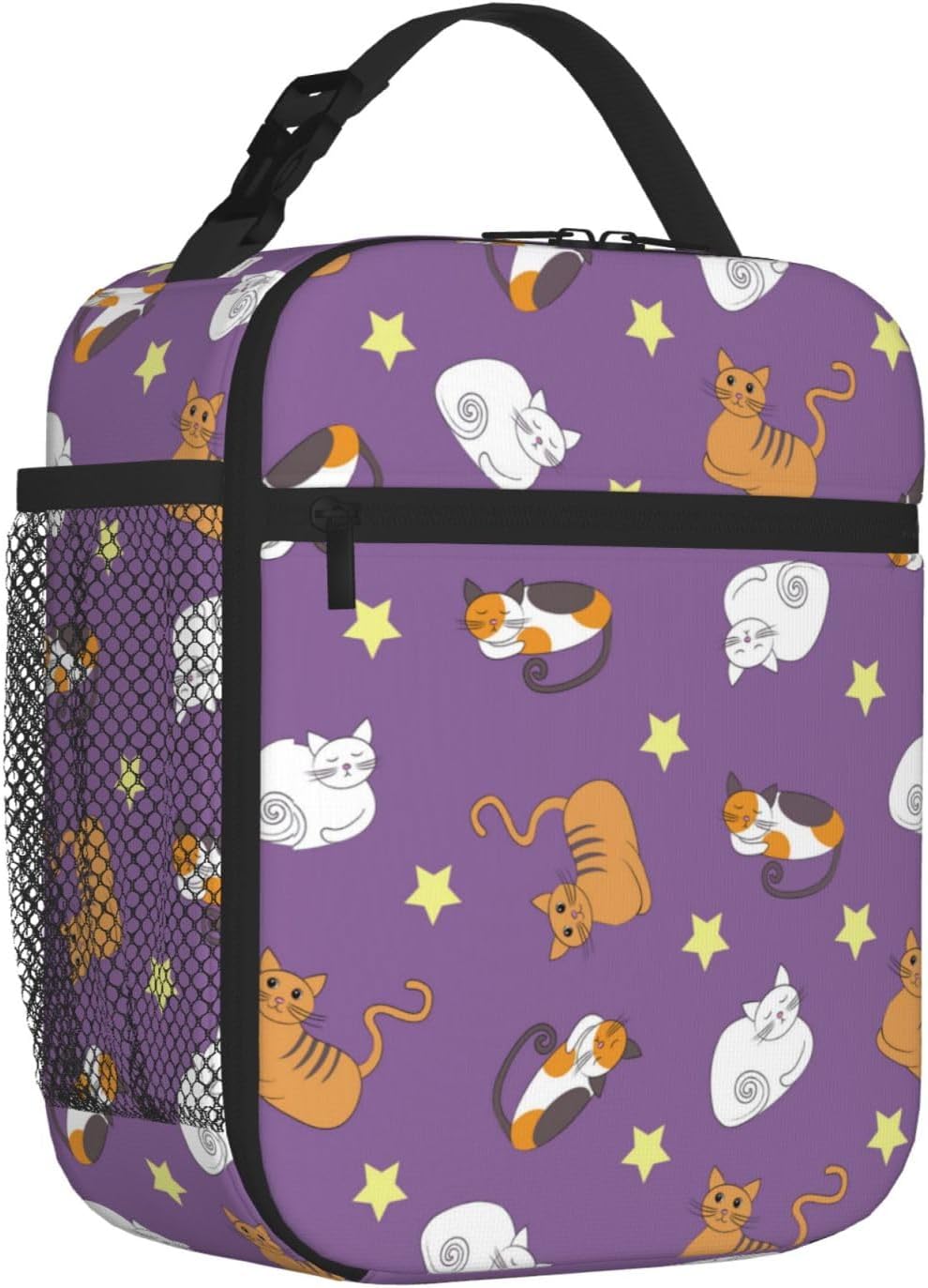 Cute Cats Insulated Lunch Box for Women Man Kids Portable Lunch Bag Reusable Tote for Office Work Travel Picnic Camping Beach