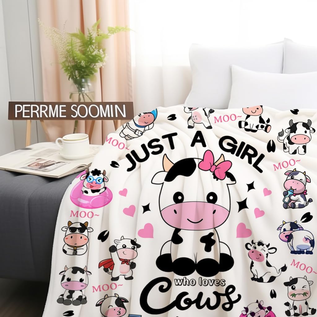 Cow Blanket Soft Cozy Flannel Cows Throw Blanket Bedding Decor Stuff Cow Lovers Gifts for Girls Women Kids Adults 50"x40" - Image 3