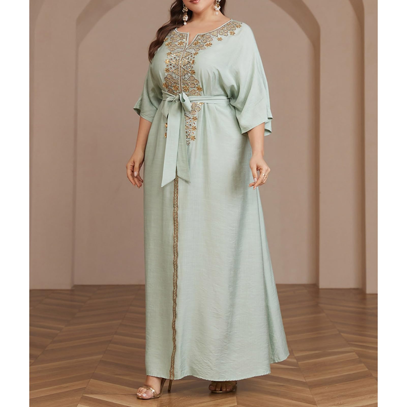 Maillots de Bain À Broderies pour Femmes, Beach Cover Up Caftan, Plus Size Rainbow Ethnic Print Kaftan Batwing, Vêtements pour La Prière Islamique
