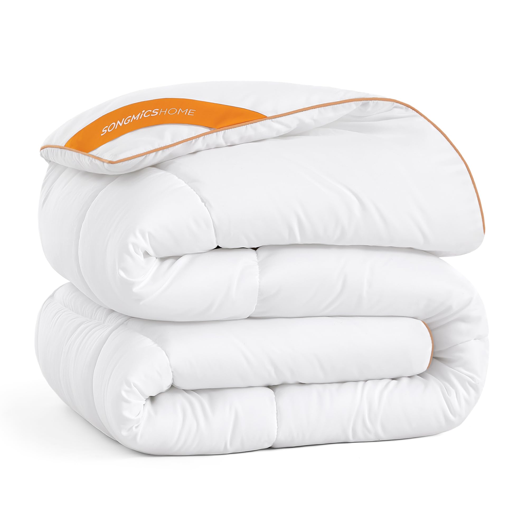 SONGMICS HOME Edredón, 220 x 240 cm, Edredón Acolchado con 8 Bucles, Edredón de 300 gsm, Edredón King Size, Edredón Cosido, Blanco Nube TDC013W01