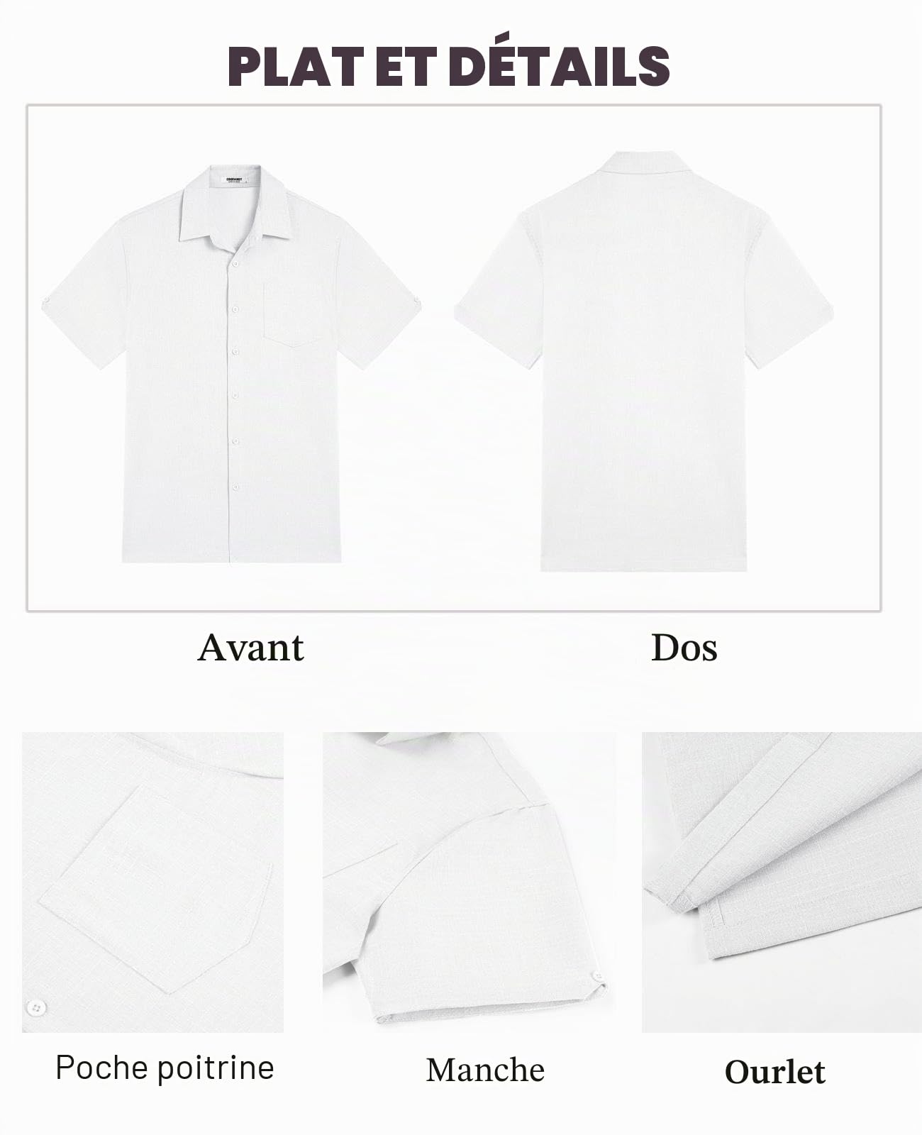 COOFANDY Chemise Homme Manches Courtes Été Décontractée Vacances Plage Hawaïenne avec Poche