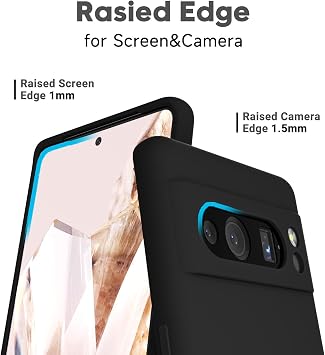LoeoeL for Google Pixel 8 Pro スマホケース シリコン ミニマリスト 極薄 スリム ソフトラバー 無地 シンプル かわいい ケース 女の子向け 美的 ガーリー プレーン ゼリー ジェル & カメラ カバー 保護、ブラック