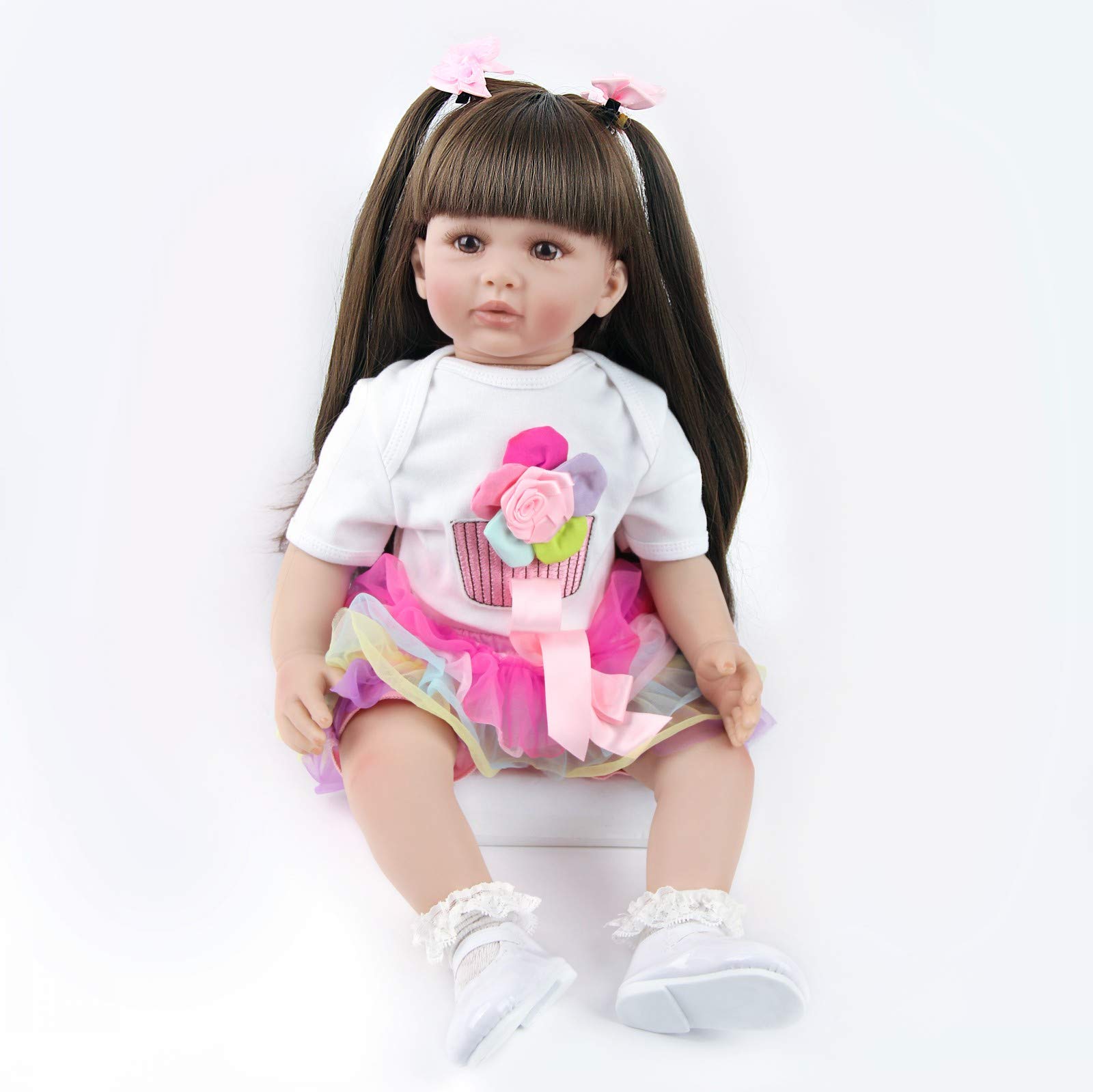 ZIYIUI Bambola Reborn Femmina 24 Pollici 60 cm Realistico Vinile Silicone Morbido Simulazione Bambino Bambole Reborn Toddler Babies Regalo di Natale Compleanno Giocattoli （24 Pollici）