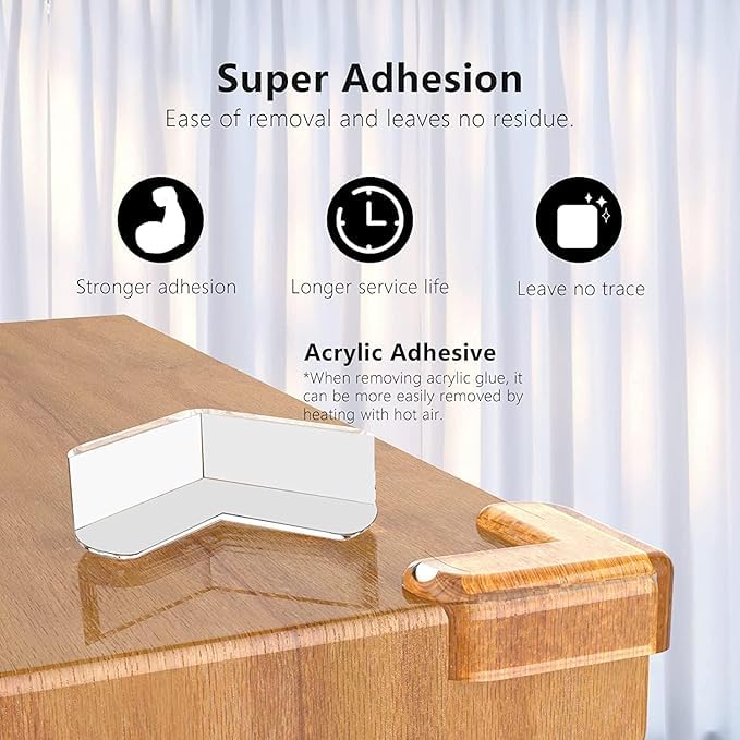 Image of Baby Proofing Edge and Corner Guards, Crystal Clear, 10 Piece Set,Soft and Transparent Furniture Corner Protectors with High Resistant Adhesive