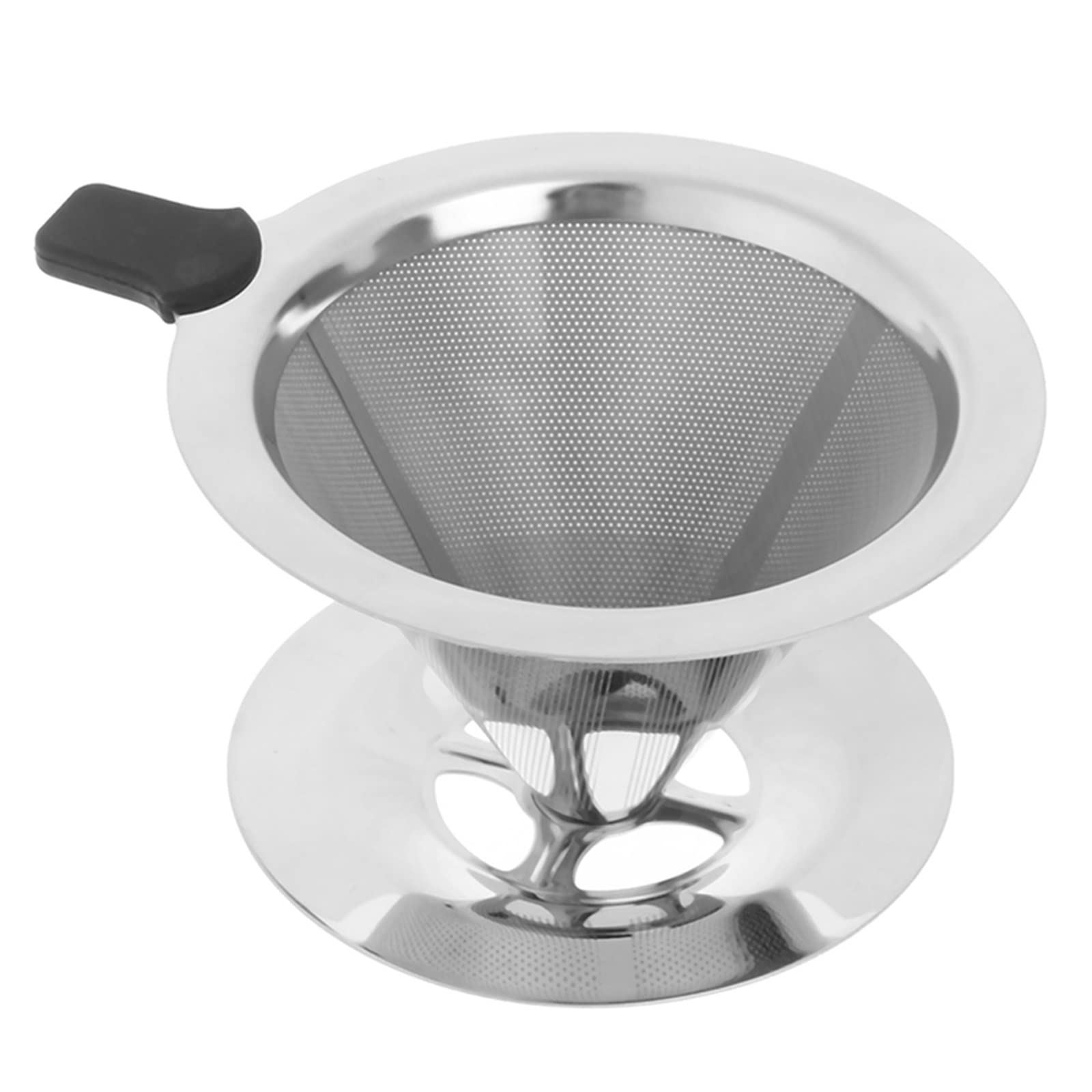 JINGYAN Filtres à café Filtre à café réutilisable passoire thé cône en acier inoxydable paniers de filtre maille goutteur avec support