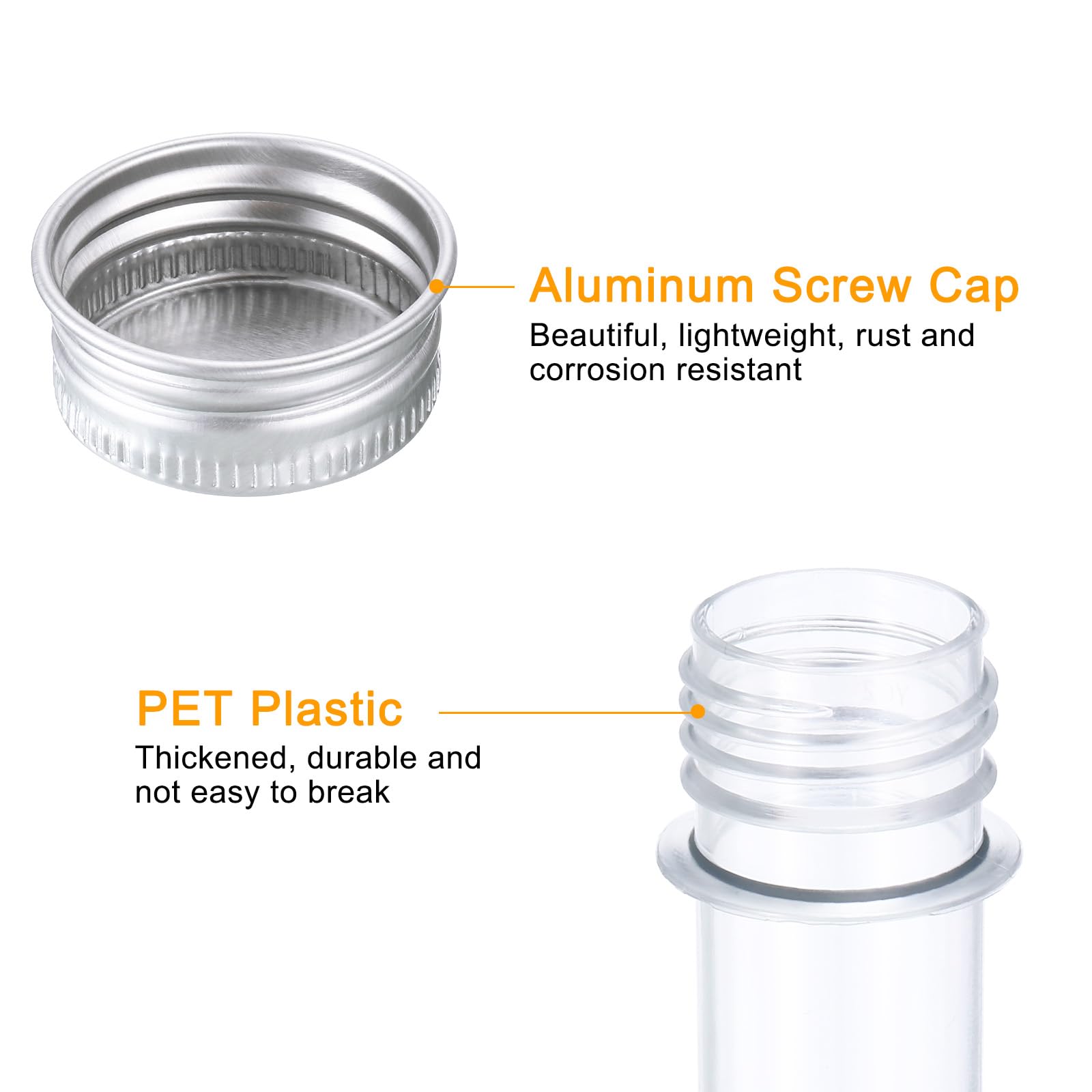PATIKIL 150Stk 45ml Plastik Reagenzglas mit Schraubkappen 140x25mm Rohre Aluminum Deckel für Wissenschaftliche Experimente Party Dekoration Süßigkeiten Perlen Lagerung Badesalz
