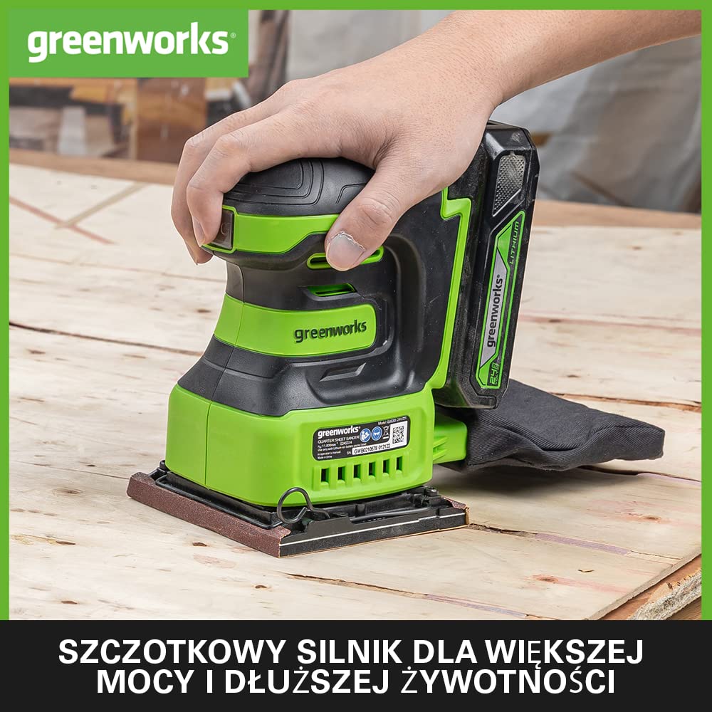 Greenworks G24SS14 Akumulatorowa Szlifierka Oscylacyjna, 11000 obr./min, BEZ Baterii i Ładowarki 24V