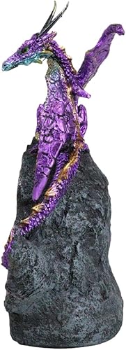 Miniatura 2 de Ebros Gift Dragón blindado morado con rayas doradas que sube a una cantera de piedras preciosas de cristal de geoda sintética con luz LED que cambia