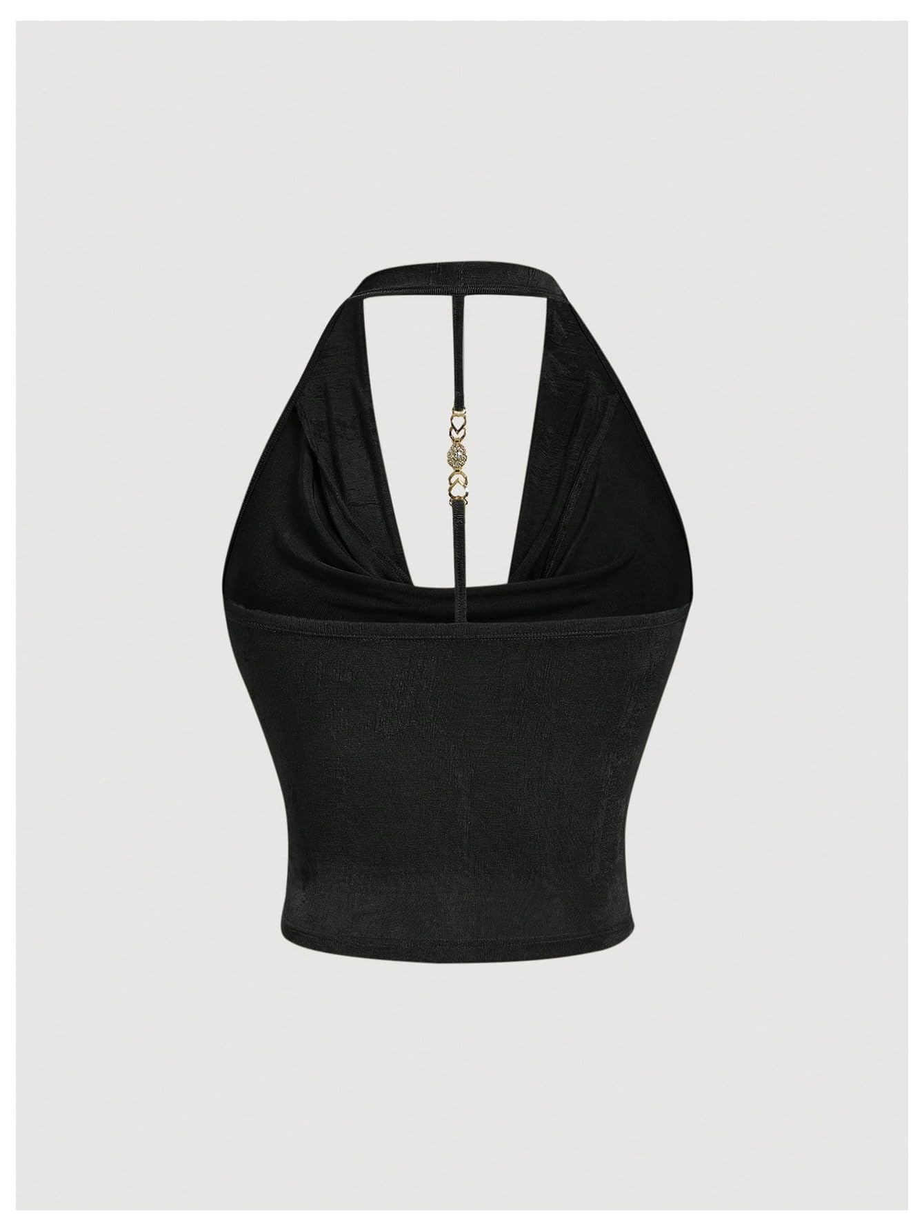 SOLY HUX Women's Plus Size Halter Draped Front Backless Tank Top Sleeveless Y2k Crop Tops: Large Plus Solid Black