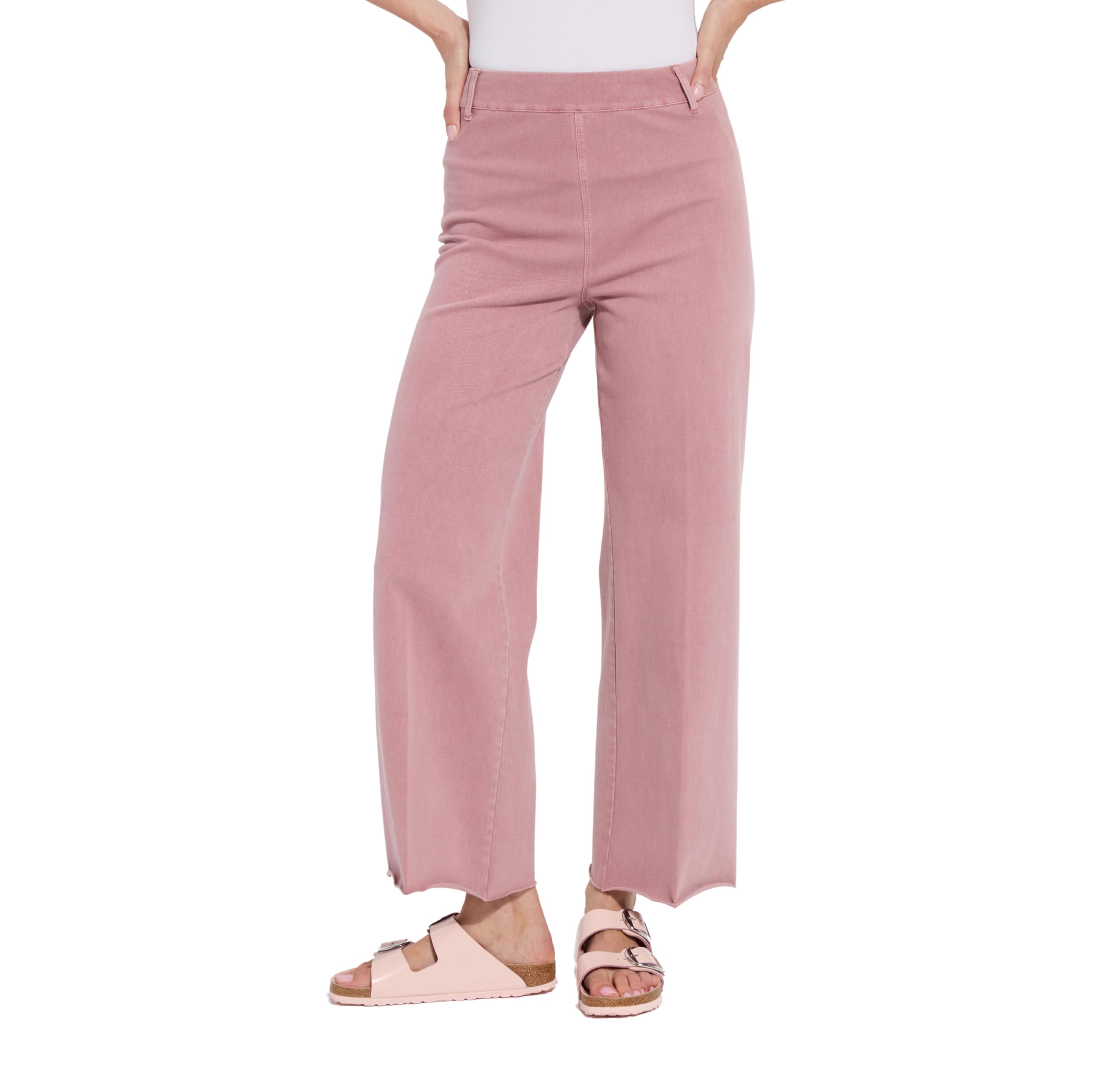 Lyssé Erin Wide Leg Jeans – High waisted, Stretch Denim, Antique Wash Mauve (Size S)
