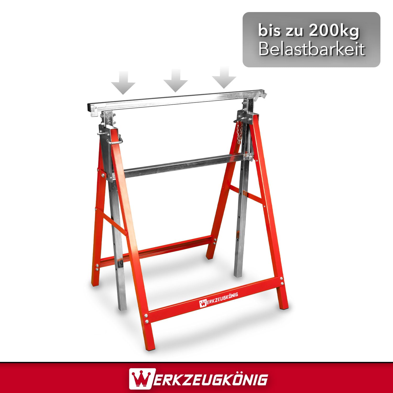 2 Stück Arbeitsbock Gerüstbock Untergestell höhenverstellbar 80-130 cm zusammenklappbar bis 200 kg belastbar