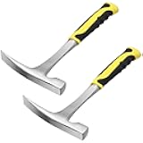 MANCHAP 2 PCS 32 oz Brick Hammer, Flat Head Geological Rock Pick Hammer for Mining, Geological Prospecting, All Steel Masonry Hammer