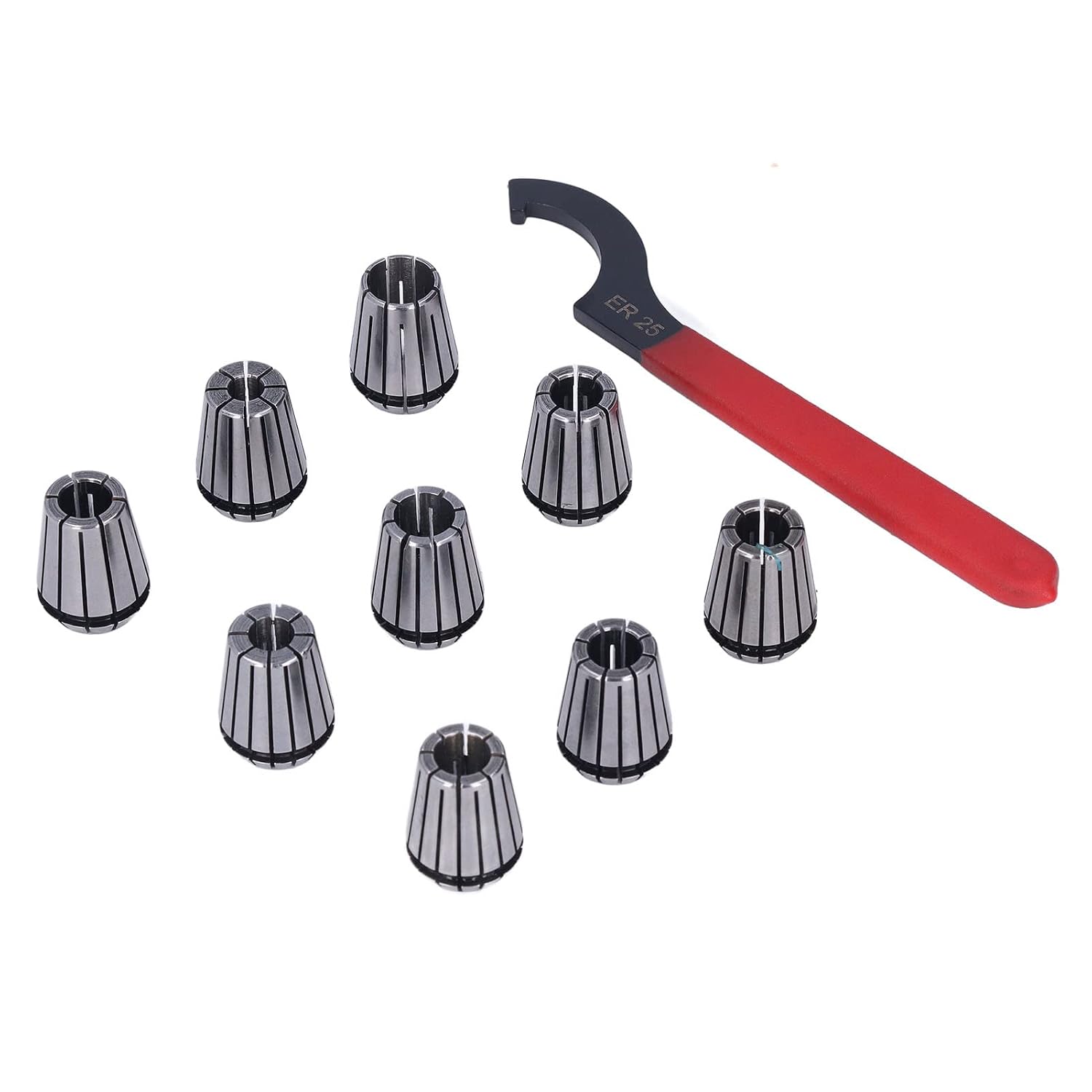 MTA ER25 Collet Chuck Set, CNC Milling Lathe Tool Holder Kit with 9pcs Collets and Wrench, High Precision Clamping System for Machinists and Metalworking (MTA4-ER25-M16)