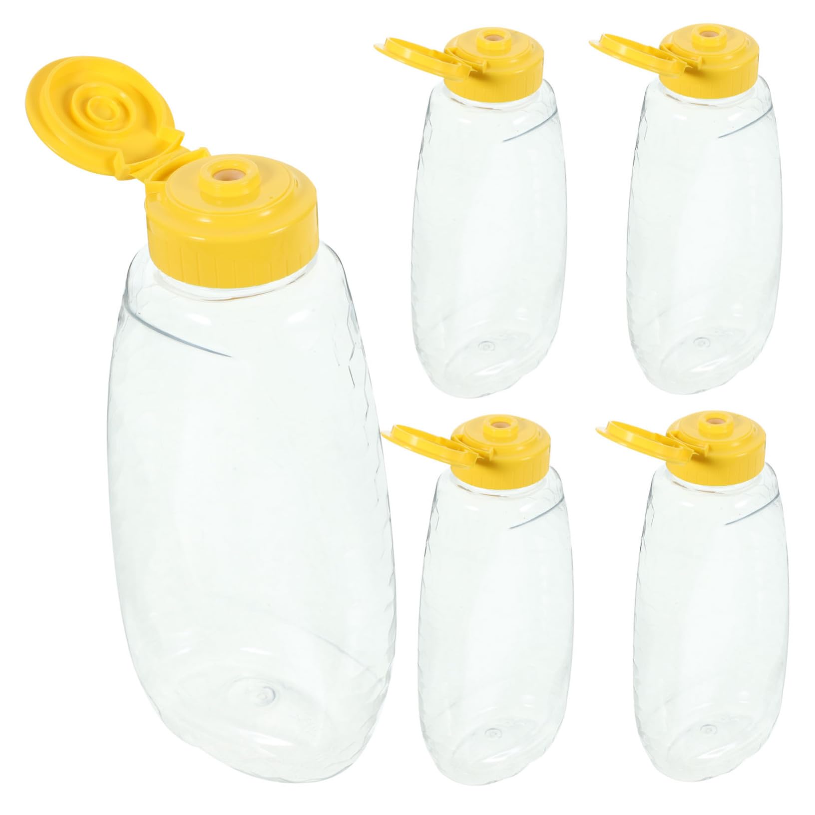 Ciieeo Honey Jar Lids 6pcs Plastic Squeeze Bottles Honey Containers for Refill Honey Holder Food Storage Canister