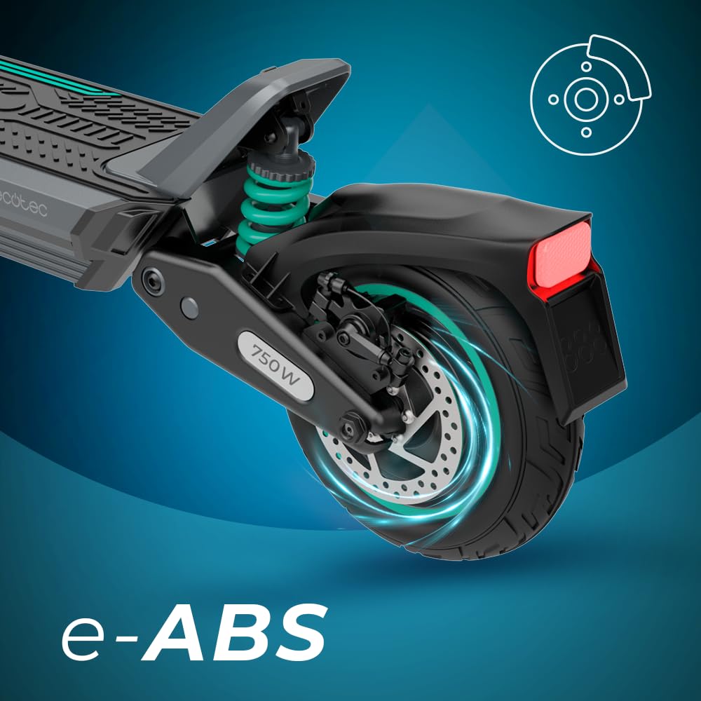 Cecotec Patinete eléctrico Bongo Serie Y45, Motor 750 W (350 W Nominal), Autonomía de 45 km, Tracción Trasera, Ruedas 10", e-ABS, Doble suspensión, Homologado según normativa española.