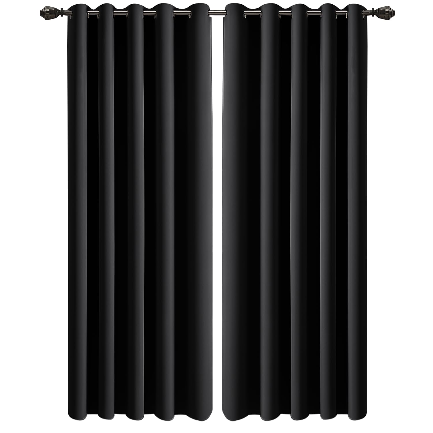 Imperial Rooms Eyelet Blackout Curtains for Living Room 90x90 Inch Black Curtains for Bedroom Energy Saving Thermal Curtain 2 Panels with Tiebacks — image 1