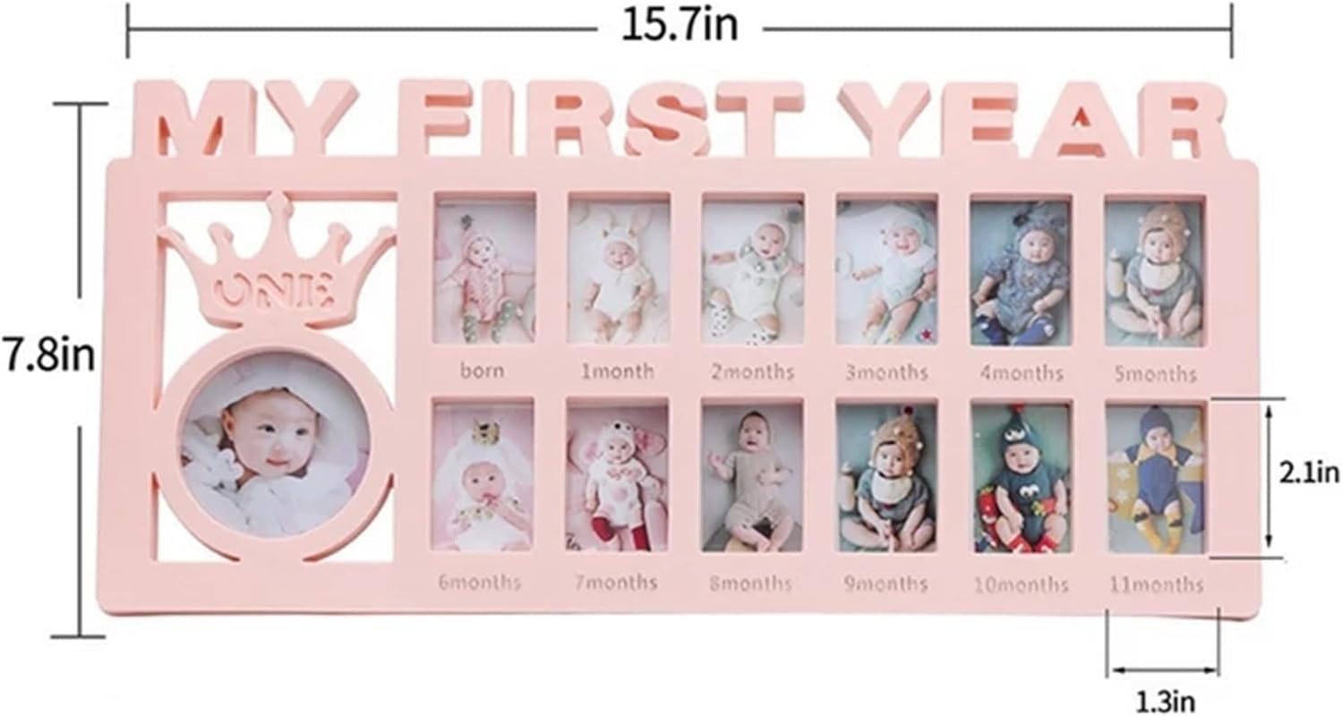 phoframe Growth Album Photo Frame School Time Children's Growth Record Certificate Photo One-Year-Old Commemorative Baby Growth Album Picture Frames(Blue)