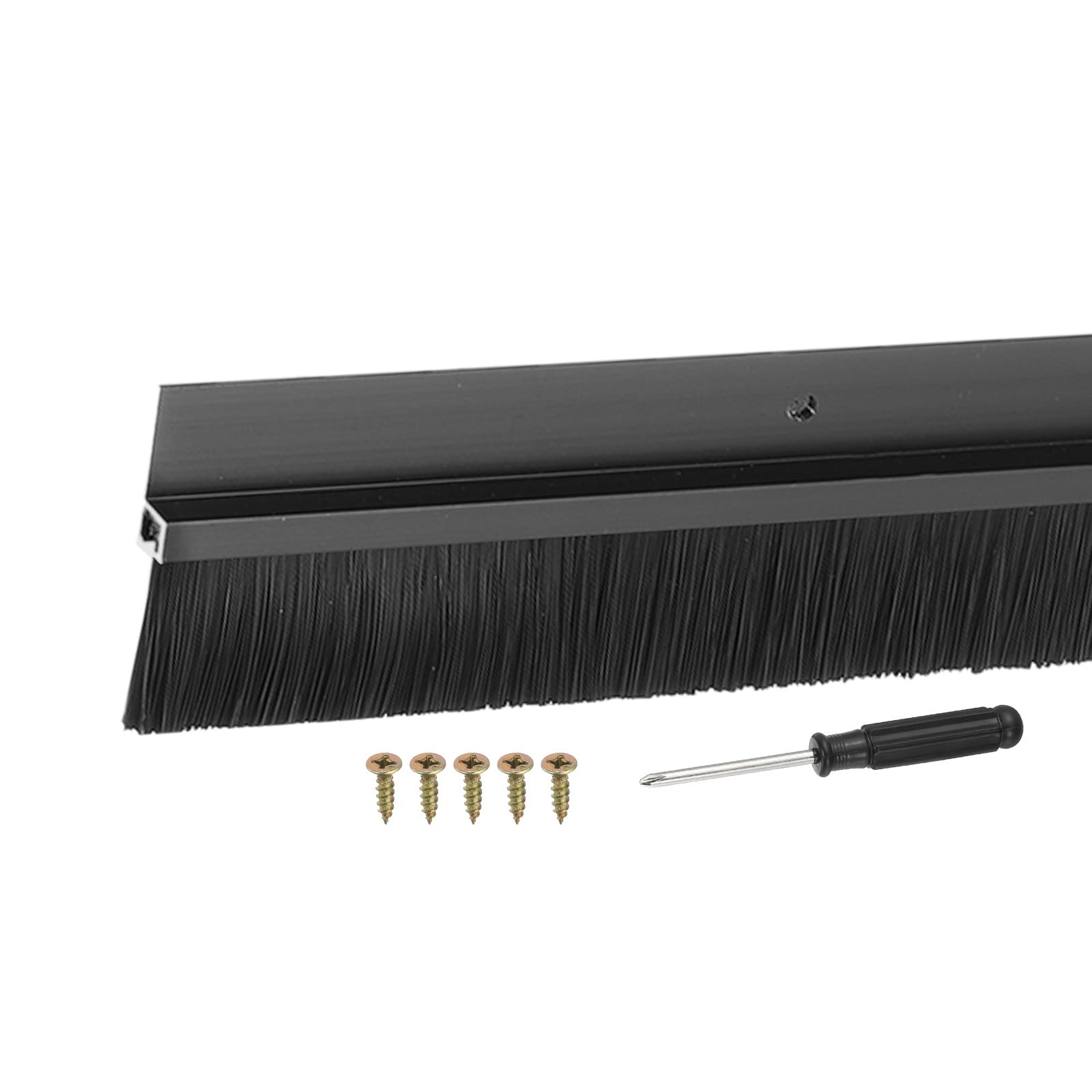 YELARXI Door Sweep Aluminum Alloy Brush Sweeps, 1.2 Inch Black PP Brush 39"L x 2.2"W Fit for Gaps of Door Bottom - H-Shape Holder (Black) โ image 1