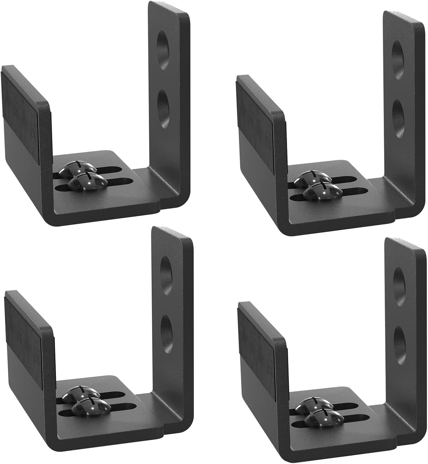 EaseLife Sliding Barn Door Bottom Floor Guide,U Shape,Flexible Adjustable Fit Distance,Flush Flat Bottom Design,Wall Mount System,for Door & Cabinet,Black,4 Pack