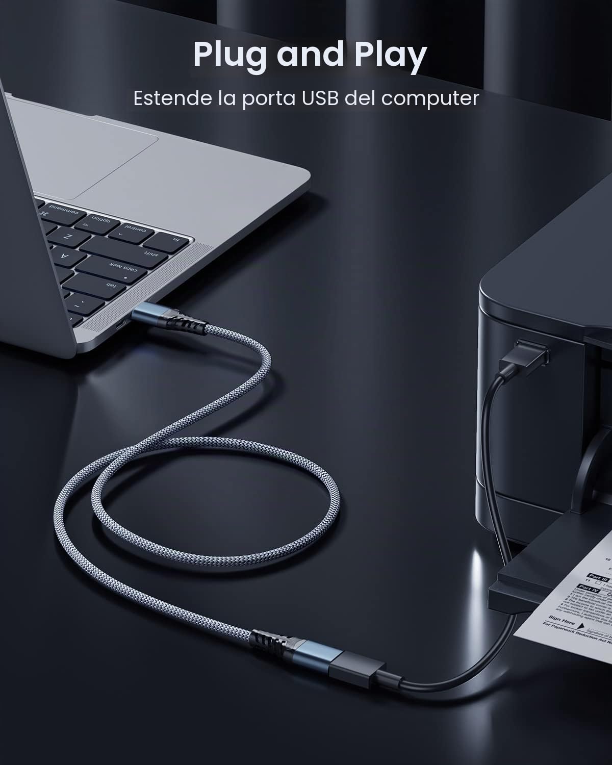 ANDTOBO Cavo Prolunga USB 3.0 3 Metri, USB Tipo A Maschio a Femmina, 5Gbps