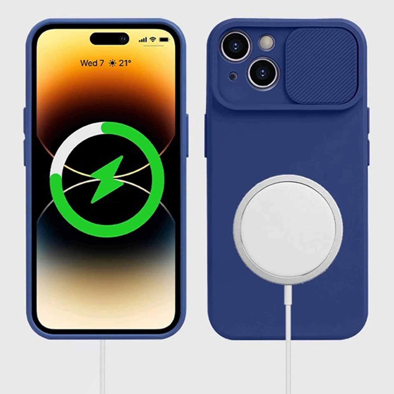 HAZARA Funda para iPhone 15 Pro Max/15 Plus/15 Pro/15,Cubierta De Protección De Lente Deslizante Funda De Silicona Líquida Ultrafina Caso,Naranja,15
