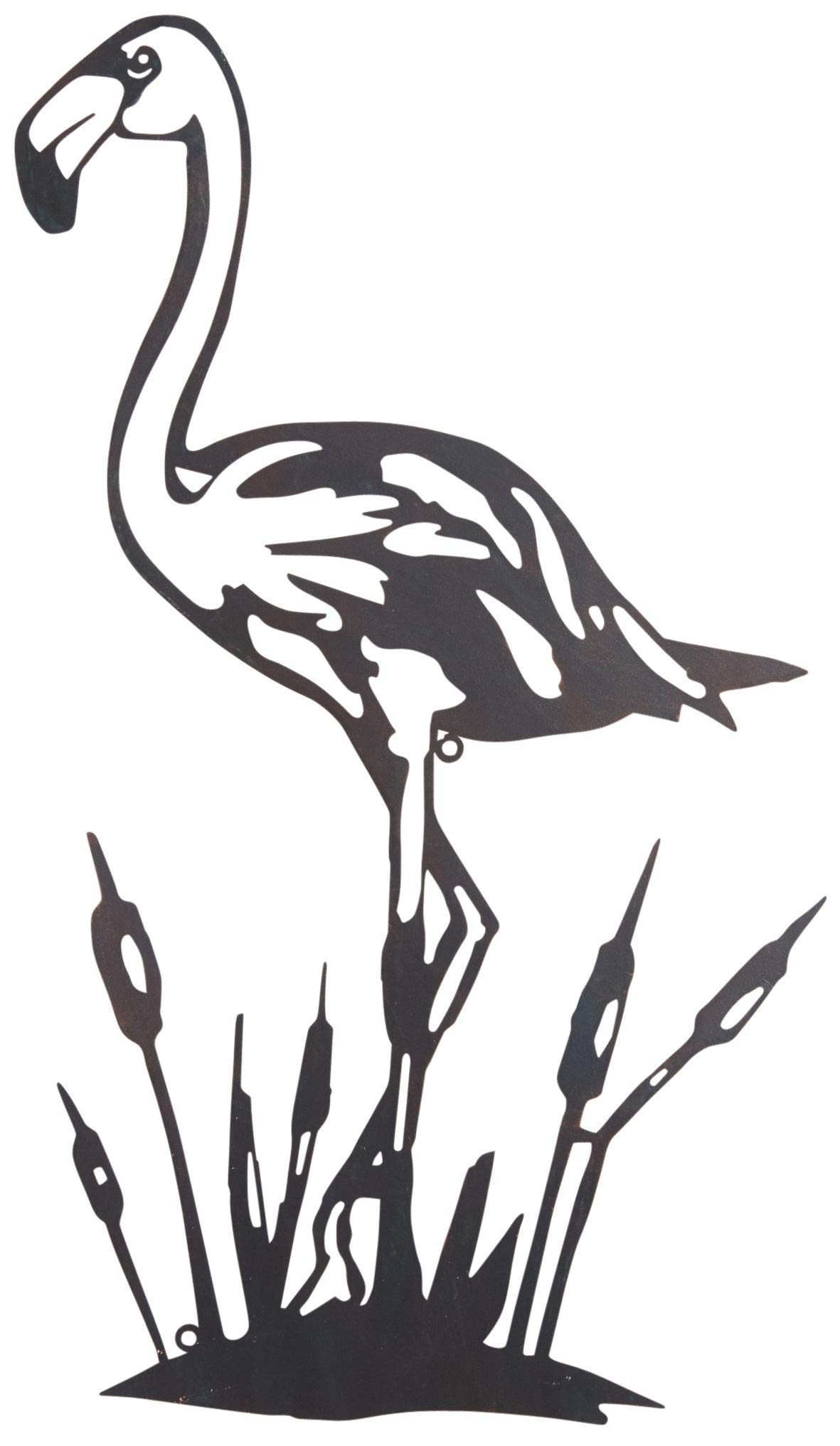 AUBRY GASPARD - Flamant Rose Mural en Métal Noir - H 60 cm x L 33 cm - pour Intérieur et Extérieur - Décoration Suspendue - Poids Léger 0,54 kg - Design Élégant