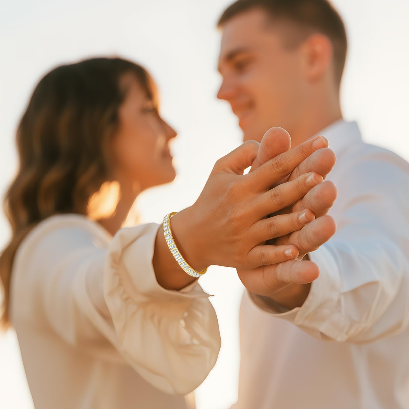 18K Gold/Rose Gold Plated Bracelets for Women, 5A Sparkling Square Cubic Zirconia Waterproof Never Tarnish Bangle Bracelet Jewelry, Equipped with Gift Box, Valentines Mother's Day Birthday Christmas Gifts for Women - Image 8