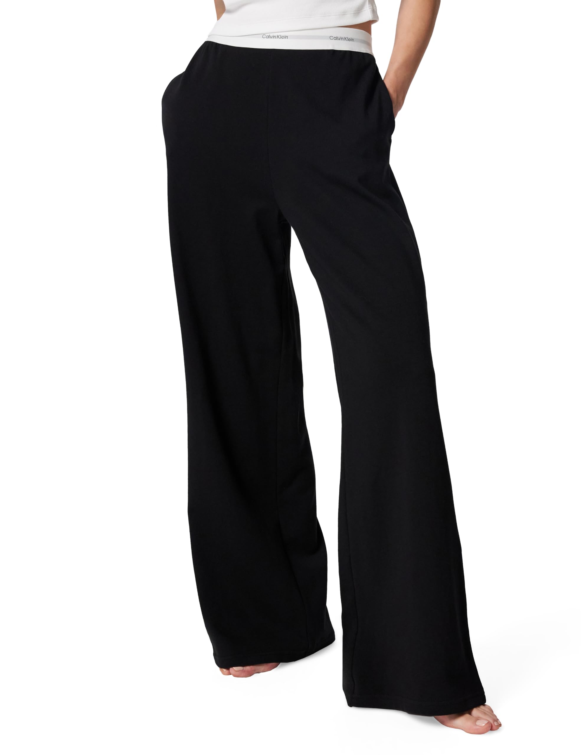 Calvin Klein Women's Black Open Hem Jersey Joggers in Size 12, Sports Direct