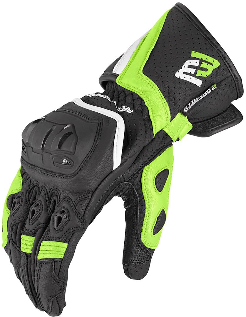 Bogotto Losail Guanti Moto, nero/bianco/giallo, 3XL