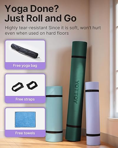 Miniatura 7 de YOTTOY Tapete de yoga grande (75 x 52 x 12 pulgadas), tapete de ejercicio TPE extra ancho, tapete de entrenamiento antideslizante para pilates,