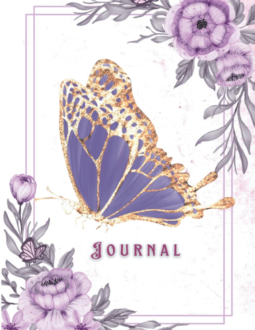 Pretty Purple And Gold: Purple Butterfly Journal For Women LINED JOURNAL Writing journal with blank lined pages