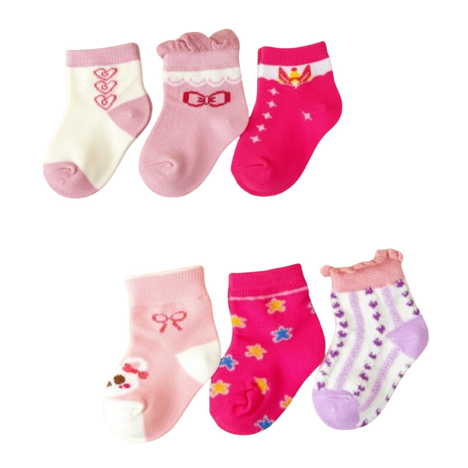 a.t.u.n. (all things uber nice) Baby Girls Cotton Rich Cartoon Ankle Socks Set (Pack of 6)| Breathable Soft Fabric with Non-Slip Grip Sole | Stretchable Comfort Cute Printed Socks for Unisex Babies-picture-29