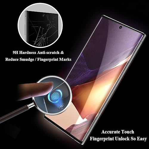 Miniatura 4 de Paquete de 6 compatibles con Galaxy Note 20 (6.7 pulgadas), 2 unidades de vidrio templado ultrasónico de huellas dactilares + 2 protectores de