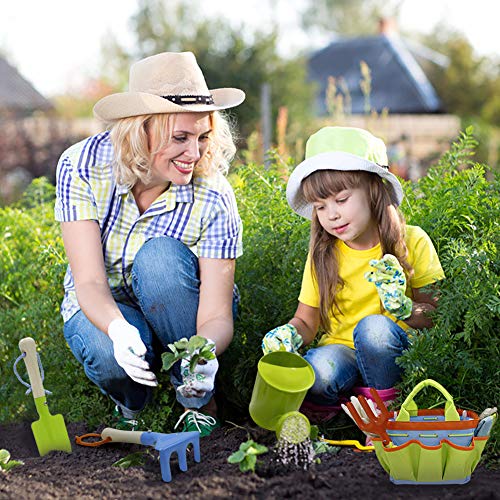 QINGFANGLI Kids Gardening Tool Set, 7pcs Garden Tools for Kids, Shovels, Watering Can, Gloves, Outdoor Beach Toys for Boys and Girls