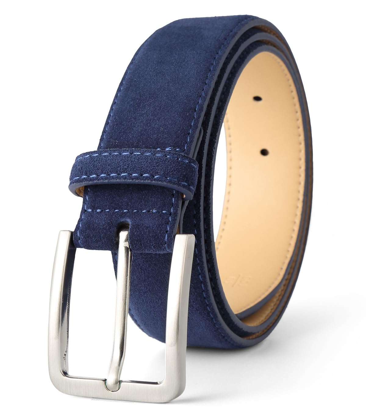 Cinturón casual de piel auténtica de ante para hombre, 1 3/8 pulgadas de ancho, elegante cinturón de golf