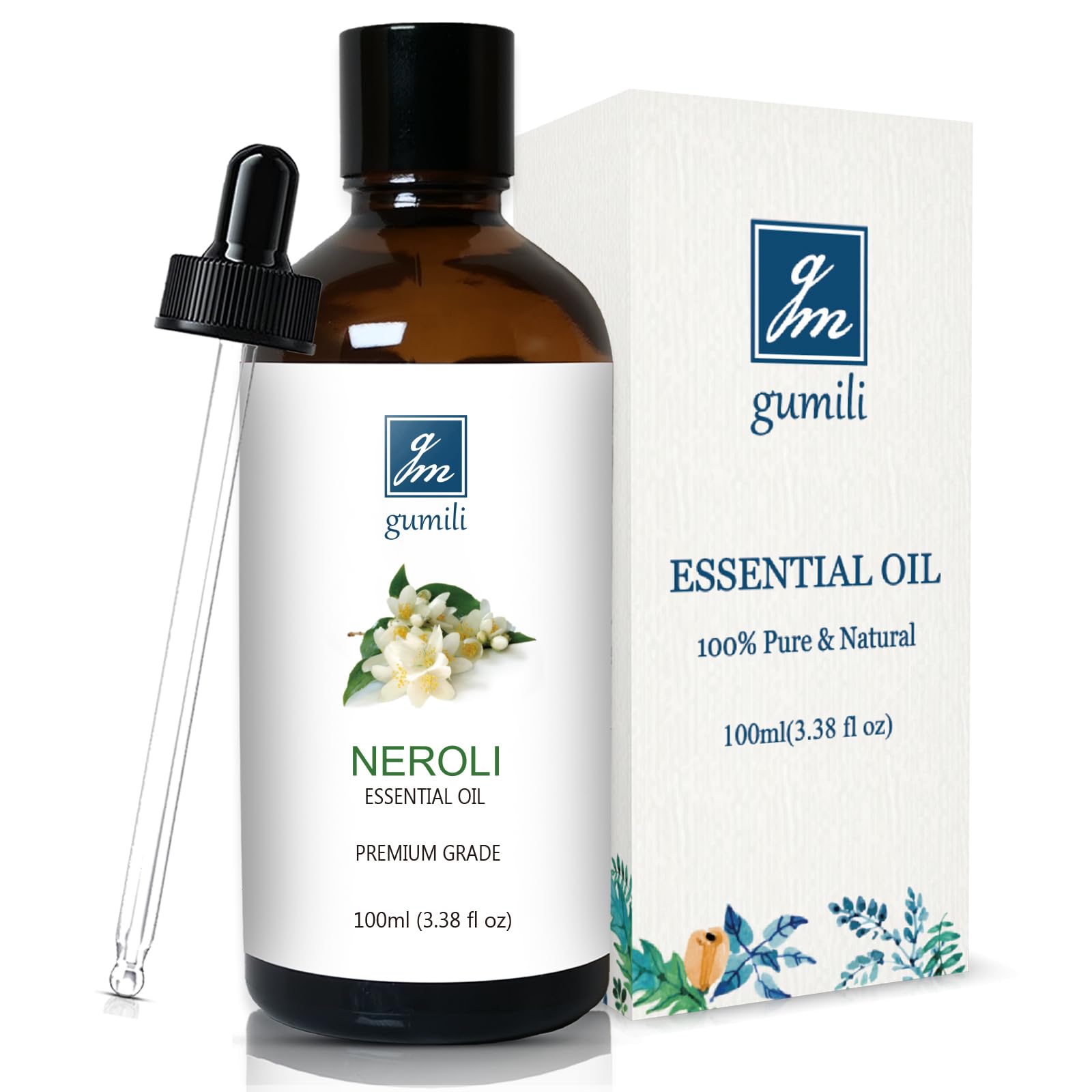 GM Gumili Neroli Essential Oil for Diffuser, Skin, DIY Blends, 100mL