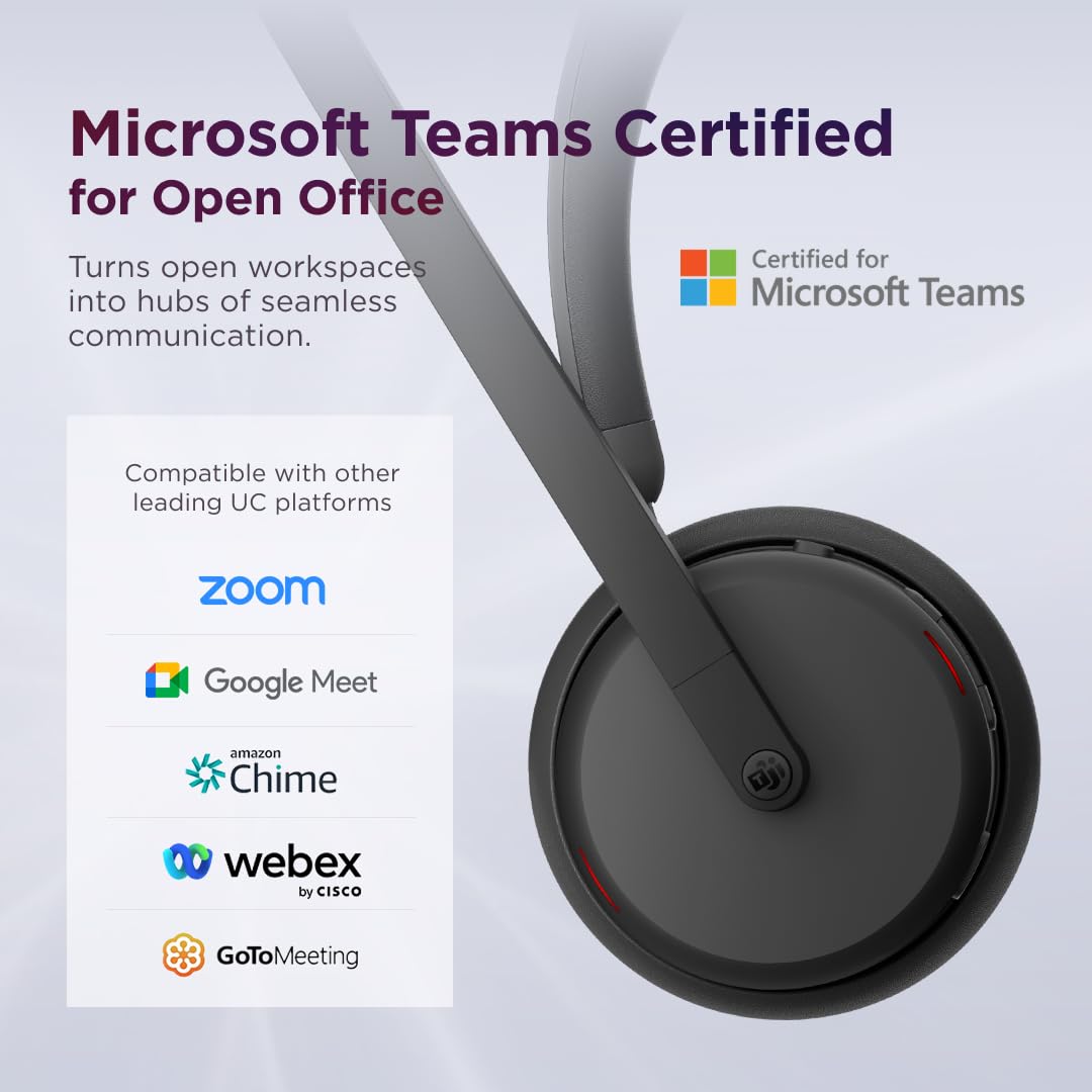 Lenovo 6550 - Headset - On-Ear - Bluetooth - kabellos - aktive Rauschunterdrückung - Schwarz - Zertifiziert für Microsoft Teams