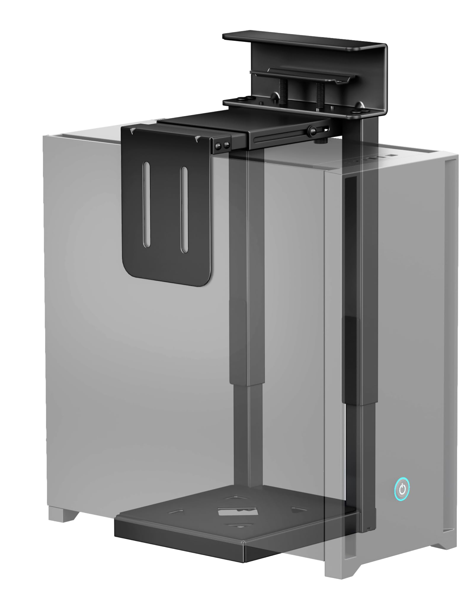 monTEK 30KG Heavy-Duty PC-Halterung unter Schreibtisch, Ohne Bohren montierbar, Verstellbare PC-Halterung mit Schutzpolstern, 16,1"-25,6" Höhe, ideal für Büro, Zuhause, Klassenraum, Schwarz