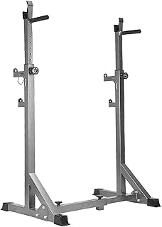Adjustable Squat Rack, Multi-Function Barbell Rack Dip Stand Weight Lifting Rack Gym Family Fitness, Bracket Height and Width Adjustable, 200Kg Max Load