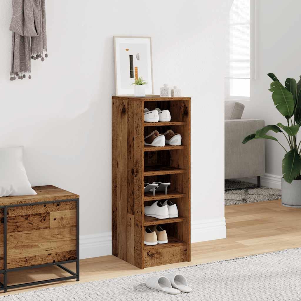 Rangement chaussures gain de place bois vieilli pour libérer l'espace du couloir