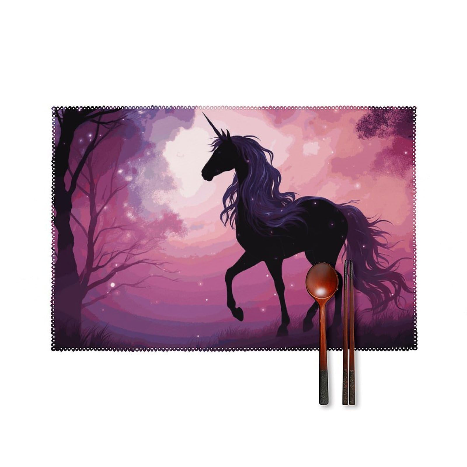 Set de table pour salle à manger au motif de cheval violet qui égaye vos repas conviviaux en famille