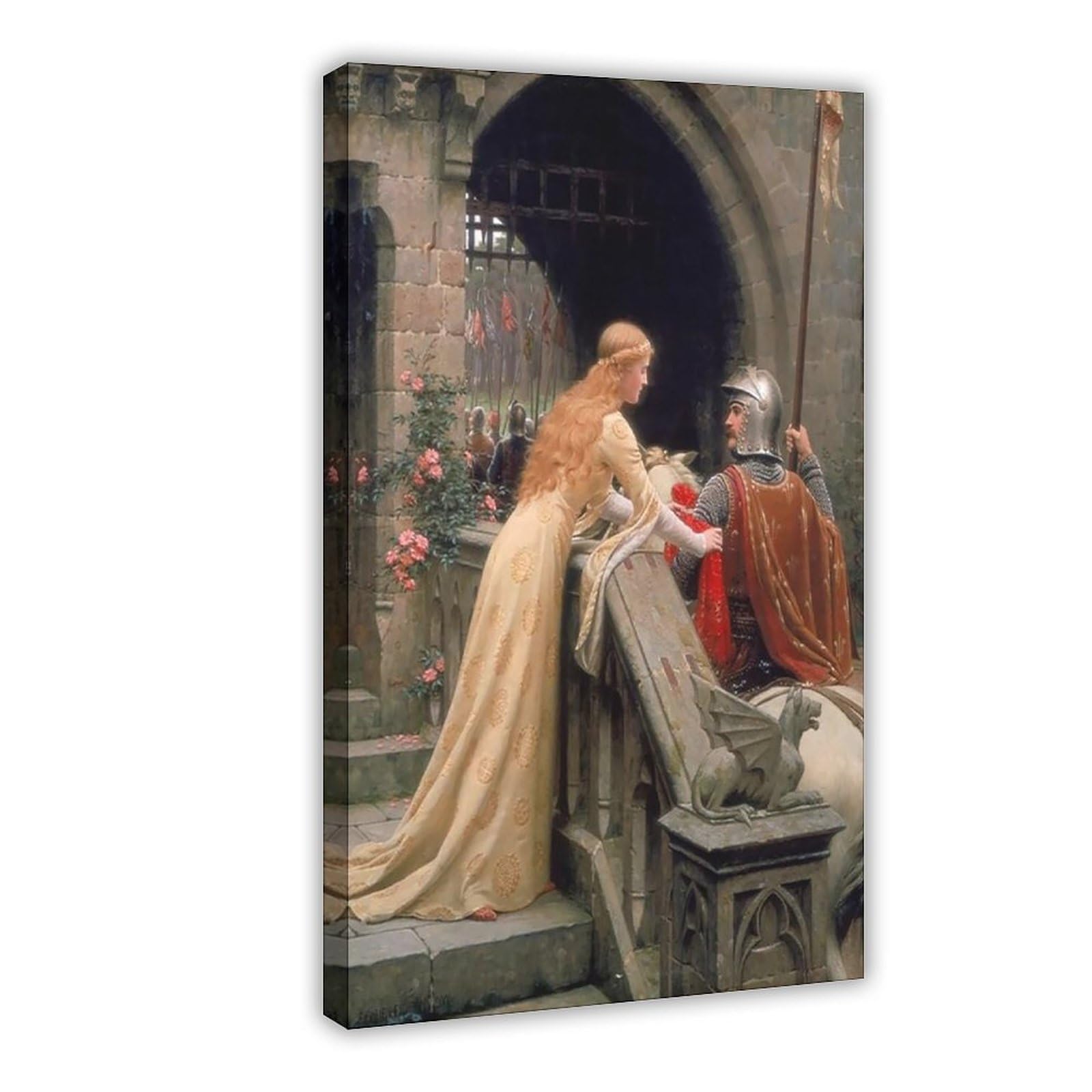 HEYANM God Speed Fine Art Print by Edmund Blair Leighton Classic Pre Canvas Poster Bedroom Office Room Decor Gift Yellow Frame 24x36inch