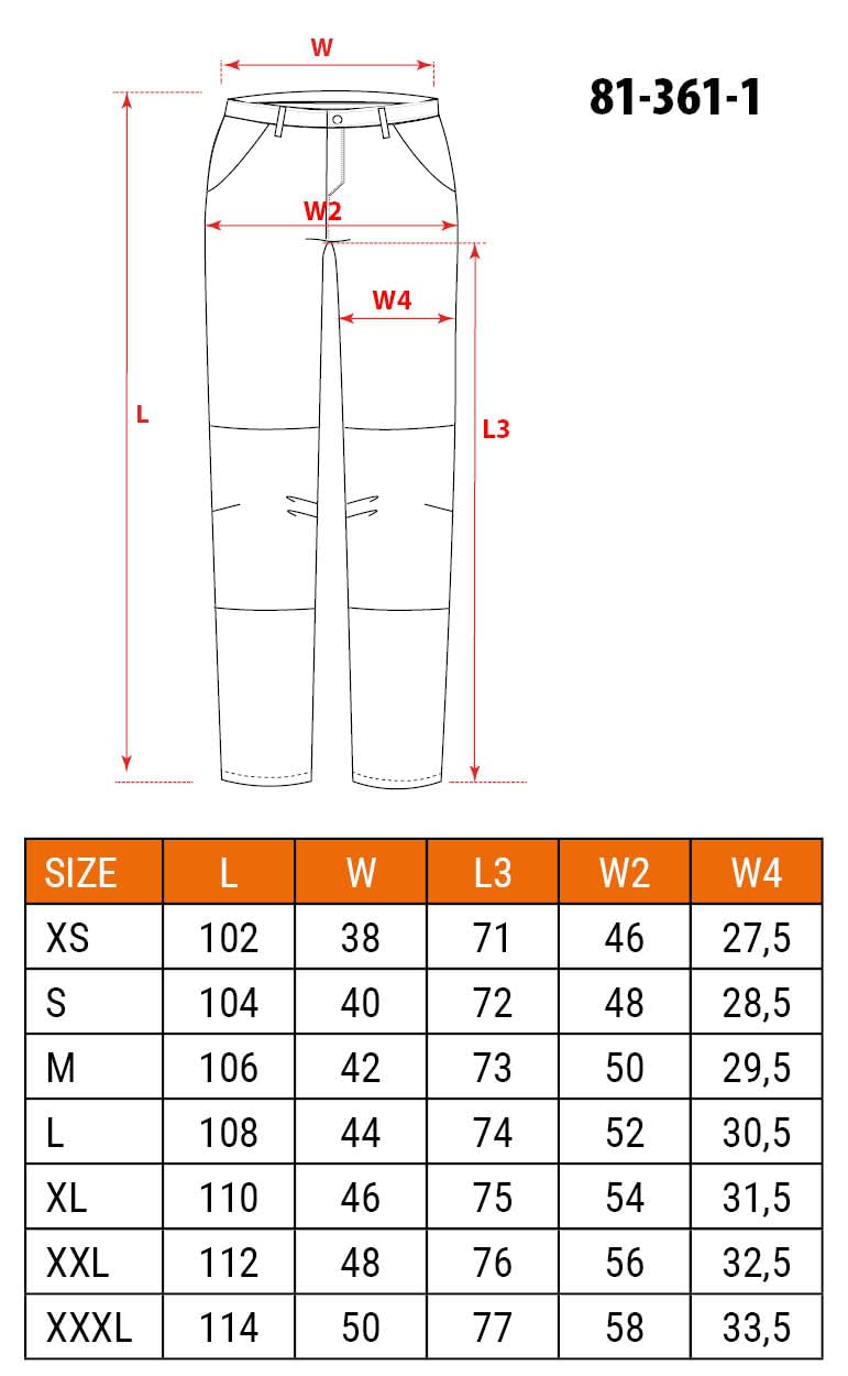 NEO TOOLS Pantalones de trabajo resistentes para hombre, de tela vaquera, 400 g/m², con bolsillos acolchados en las rodillas, refuerzos de cordura y porcentaje elástico