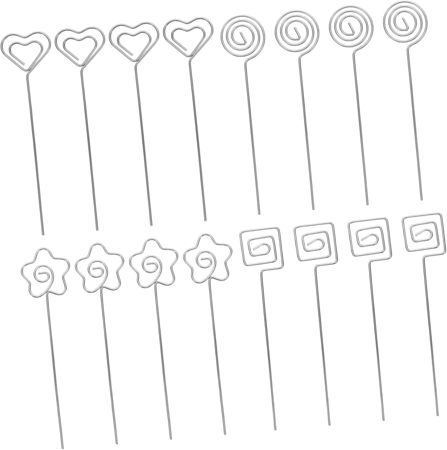 20pcs Metal Photo Clip Holders for Wedding Birthday Cocktail Floral Card Holder Stand Heart Circle Square Styles
