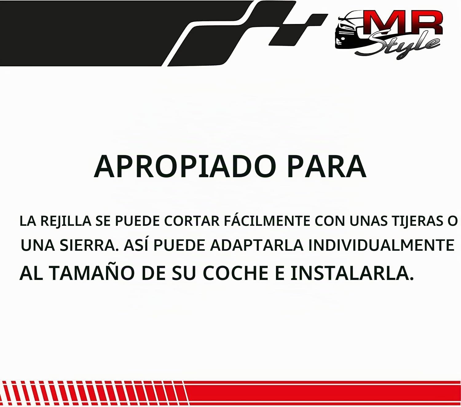 MR-Style Rejilla deportiva de aluminio, 100 x 33 cm, metal expandido, color negro, para tunnig