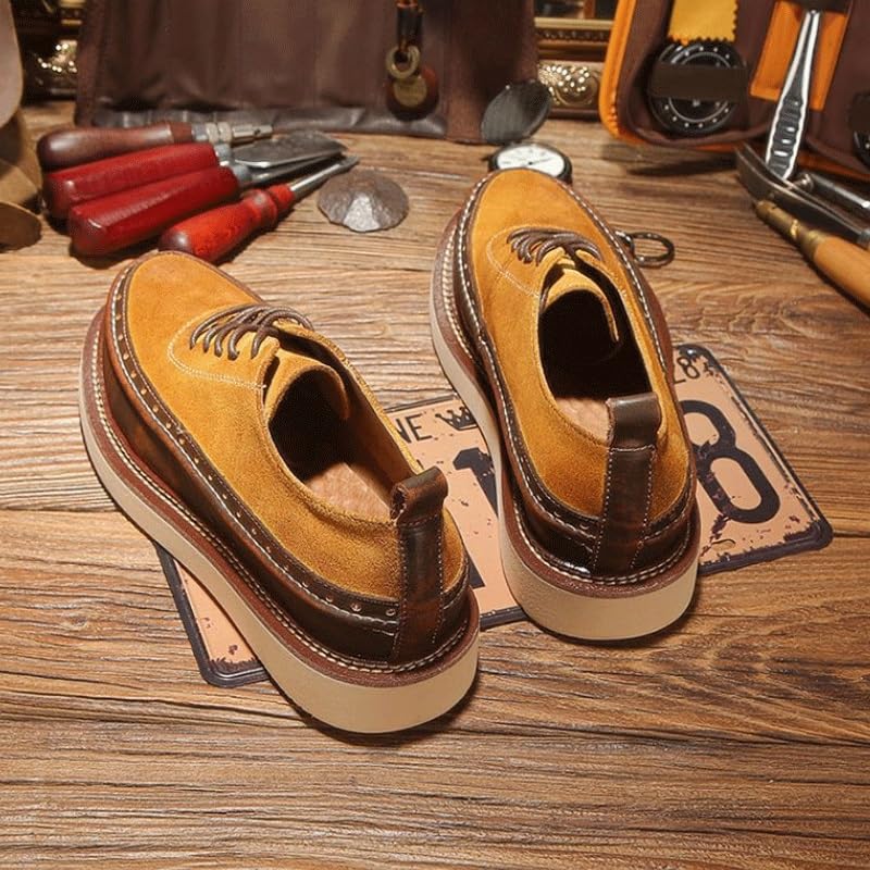 Men's Casual Dress Shoes Mens Leather Platform Formal Derby Shoes3