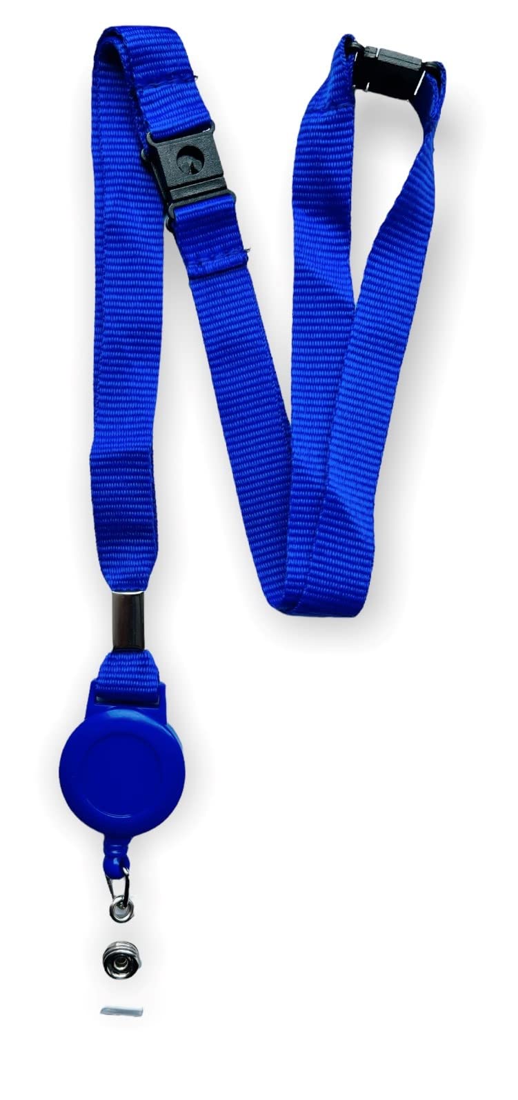 Colourful 15mm Lanyard with Triple (3 Point) Safety Breakaway & Retractable Integrated Badge Reel (Blue, 5 Lanyards) โ image 1